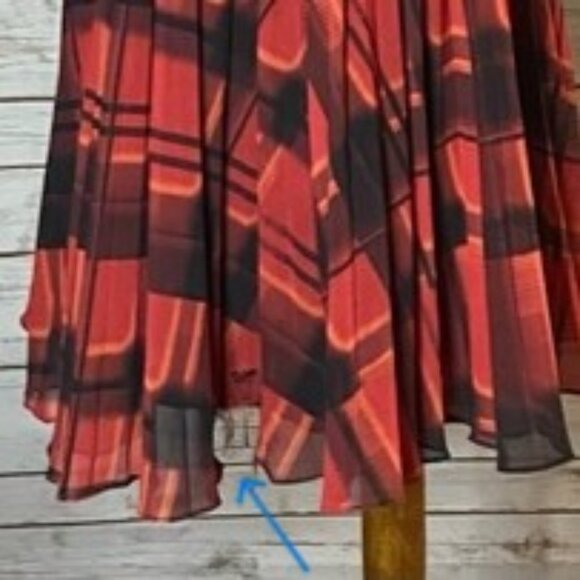 Karen Millen 100% Silk Check Print Fit & Flare Long Sleeve Dress - Size 4 - Picture 16 of 16